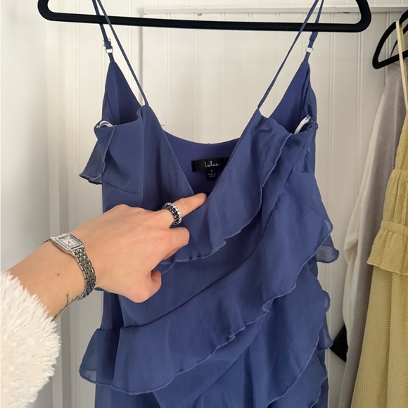 Blue Ruffled Spaghetti Strap Dress - Picture 2 of 3